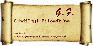 Gubányi Filoména névjegykártya
